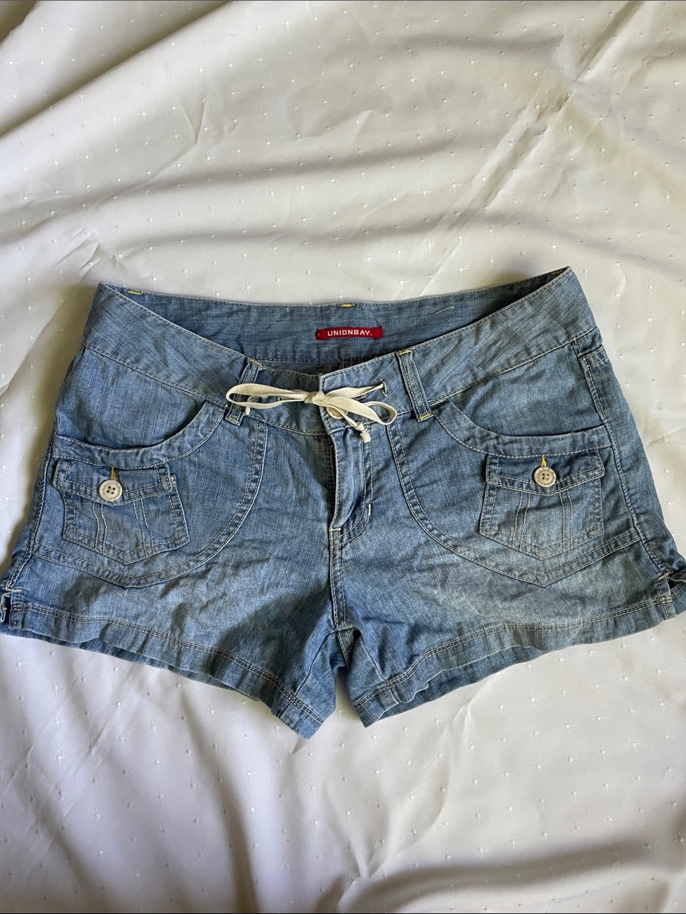 Vintage UNIONBAY Light Blue Denim Drawstring Pocket Shorts